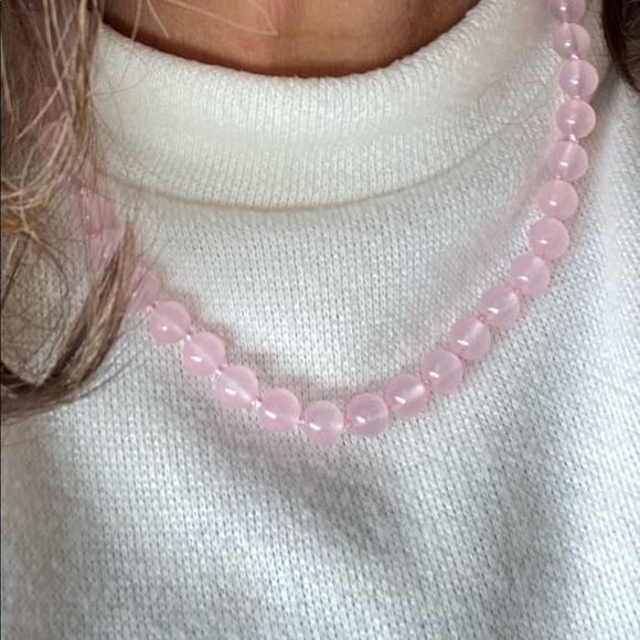 KNOT PINK JADE BUBBLE SHORT NECKLACE - Picture 6 of 7